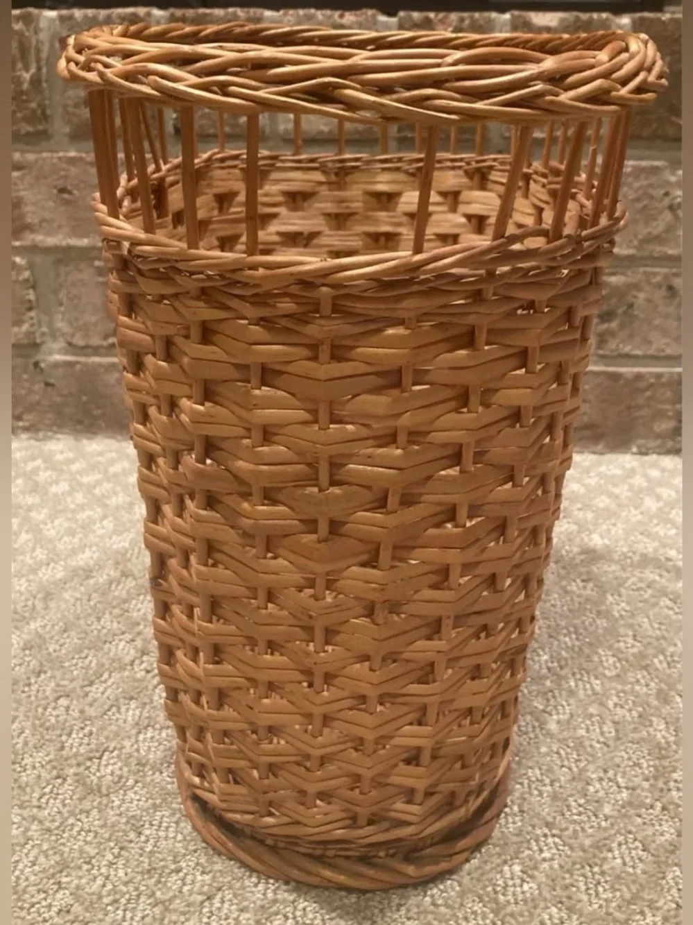 Vintage Wicker Rattan Waste Basket